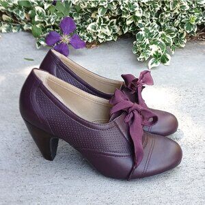 Crown Vintage Burgundy Red Round Toe Menswear-inspired Oxford Ankle Booties